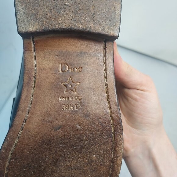 Christian Dior Black Code Logo Plaque Penny Lug Loafer - Picture 9 of 11